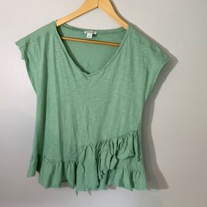 Sundance Mint green asymmetrical cotton ruffle top